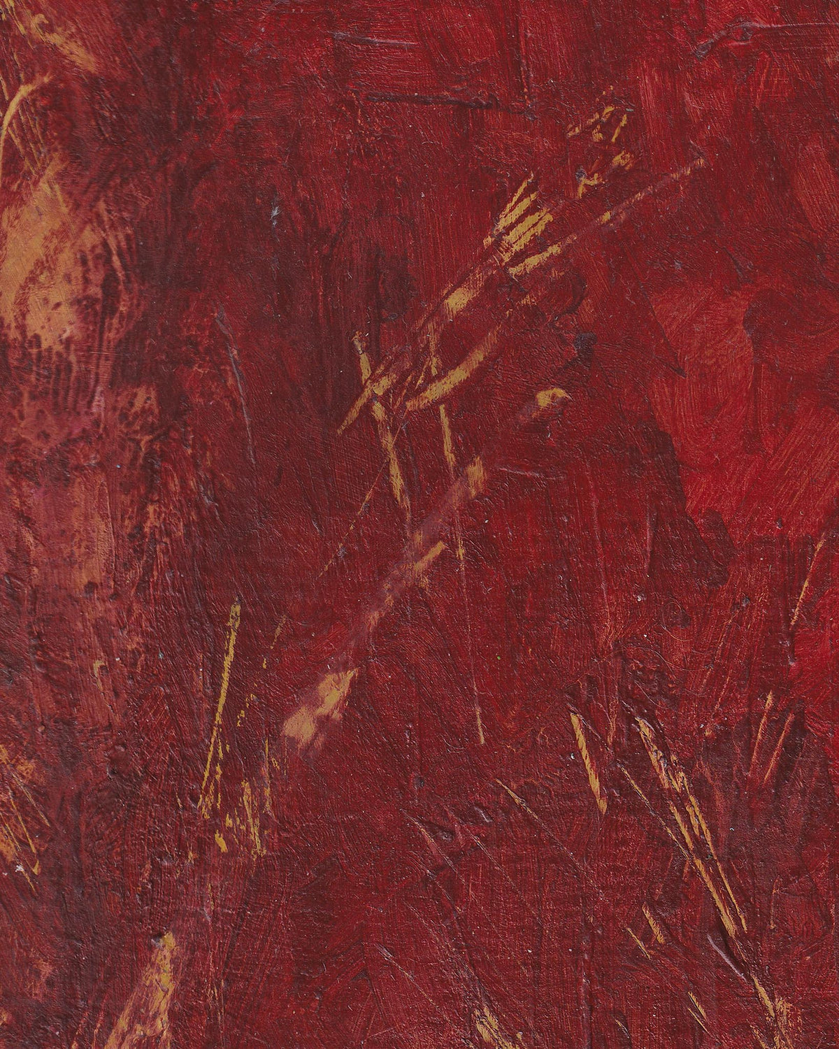 Abstract art with red and gold colors on a textured background