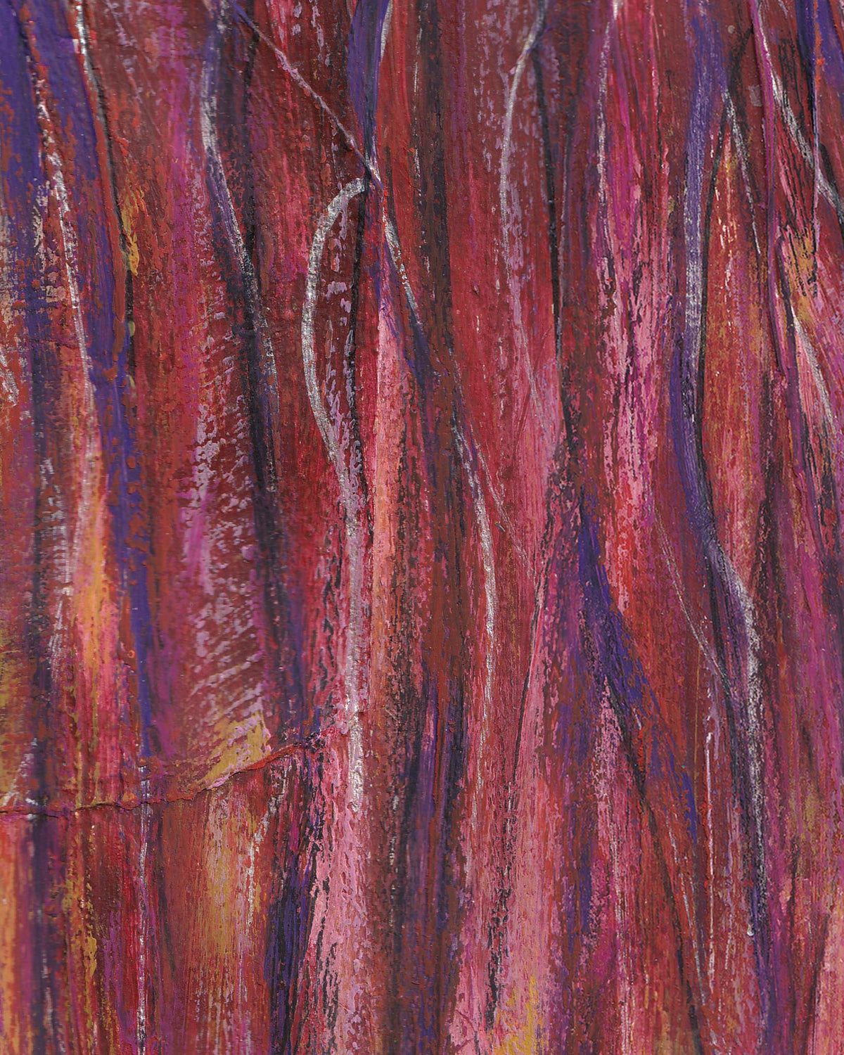 Textured fabric with wavy pattern in red, purple, and brown