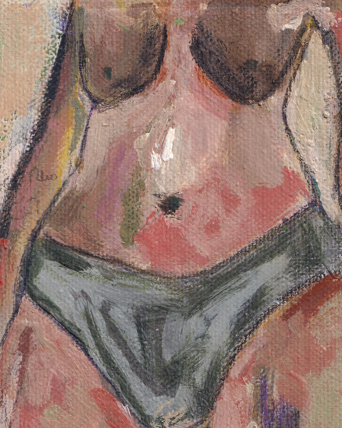 Abstract painting of a torso with pastel colors