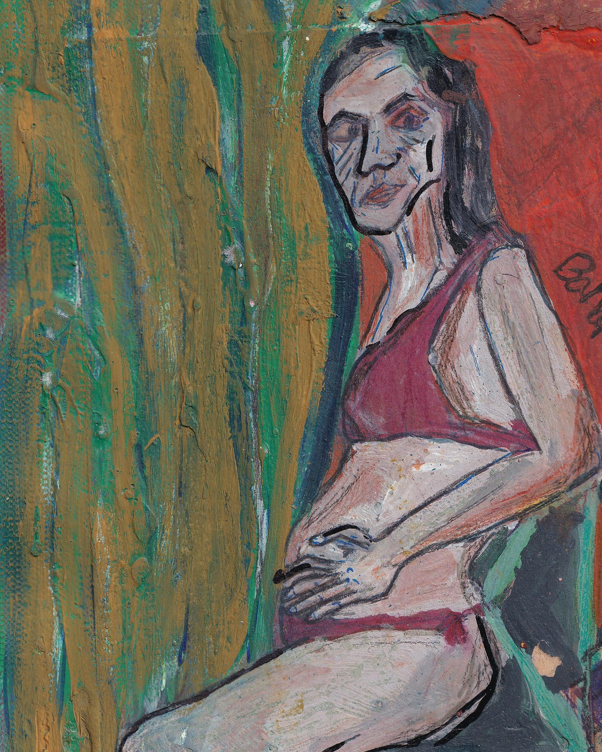 Artistic depiction of a woman with abstract background