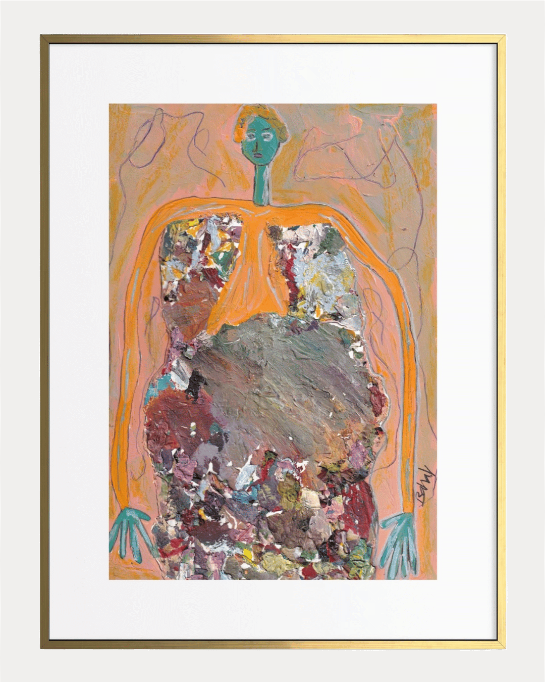 Artistic depiction of lungs with a gold frame