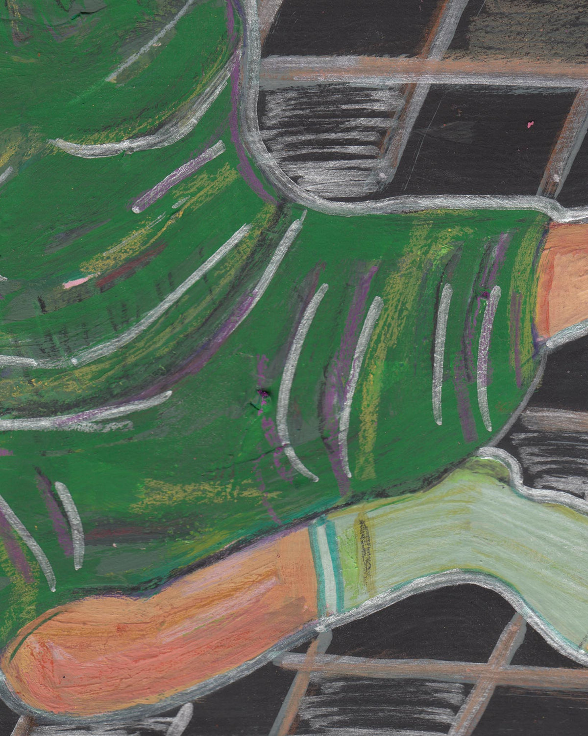 Colorful abstract drawing on a textured surface