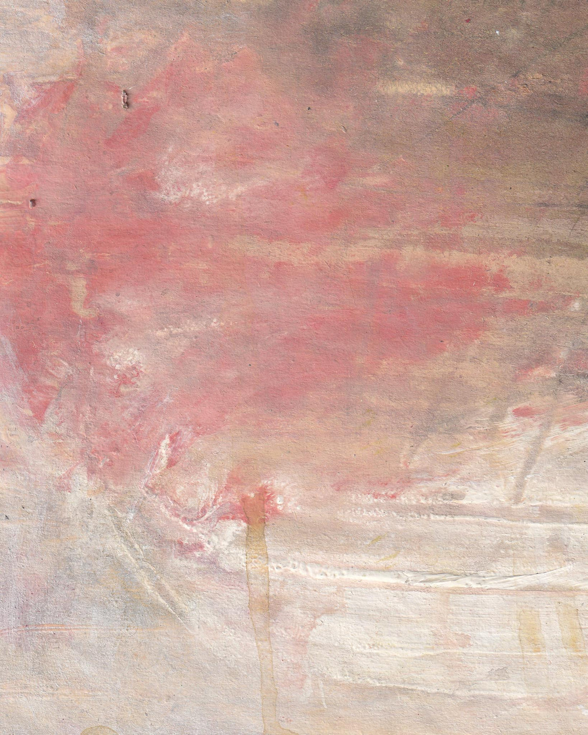 Abstract art with pink and beige colors on a textured surface