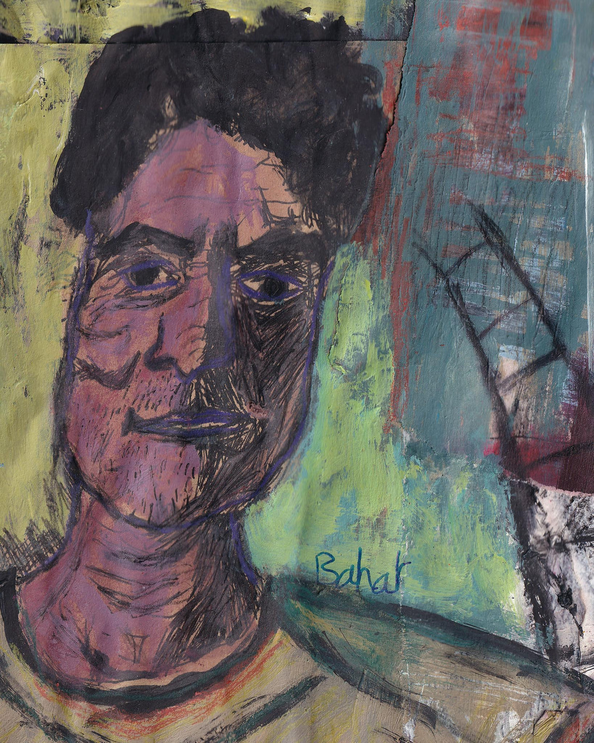 Artistic portrait with abstract background and 'Bahar' signature