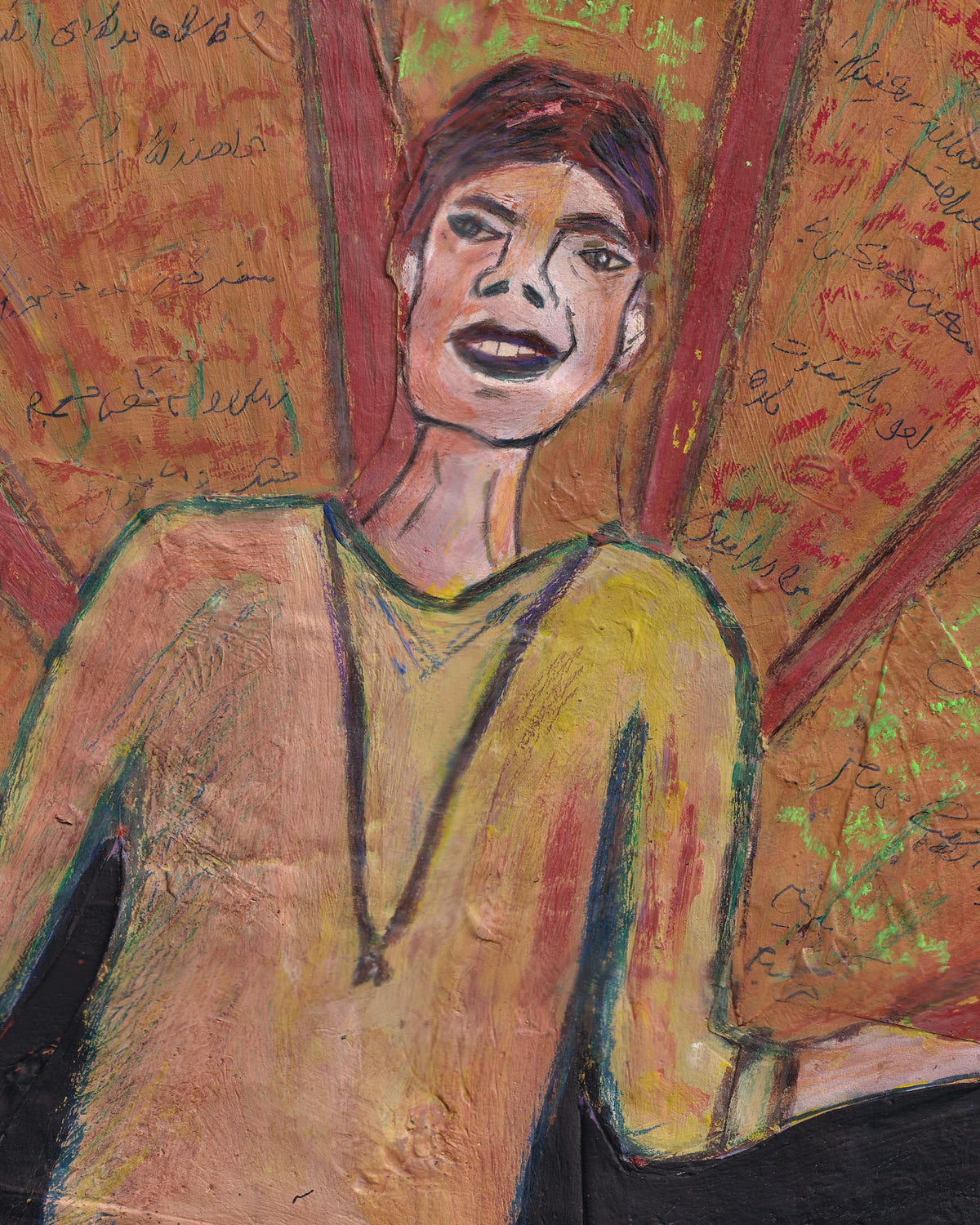 Artistic depiction of a person with a colorful background