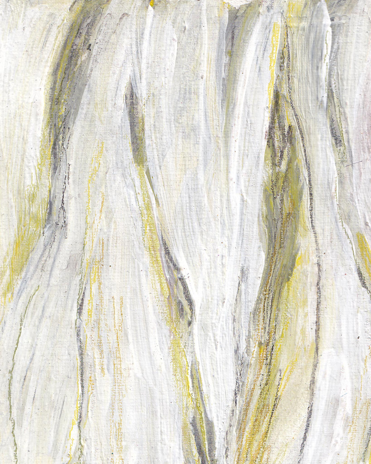 Abstract art with wavy lines in gray, yellow, and white on a textured background