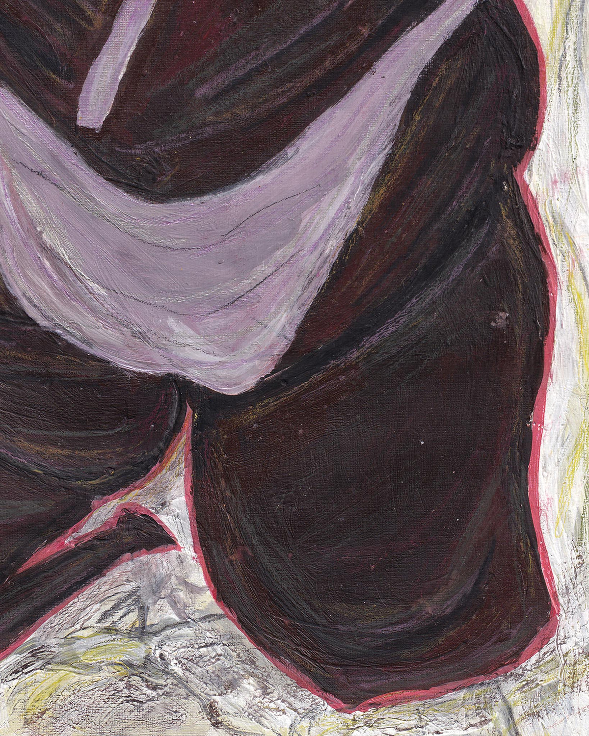 Abstract art with dark brown, purple, and gray colors