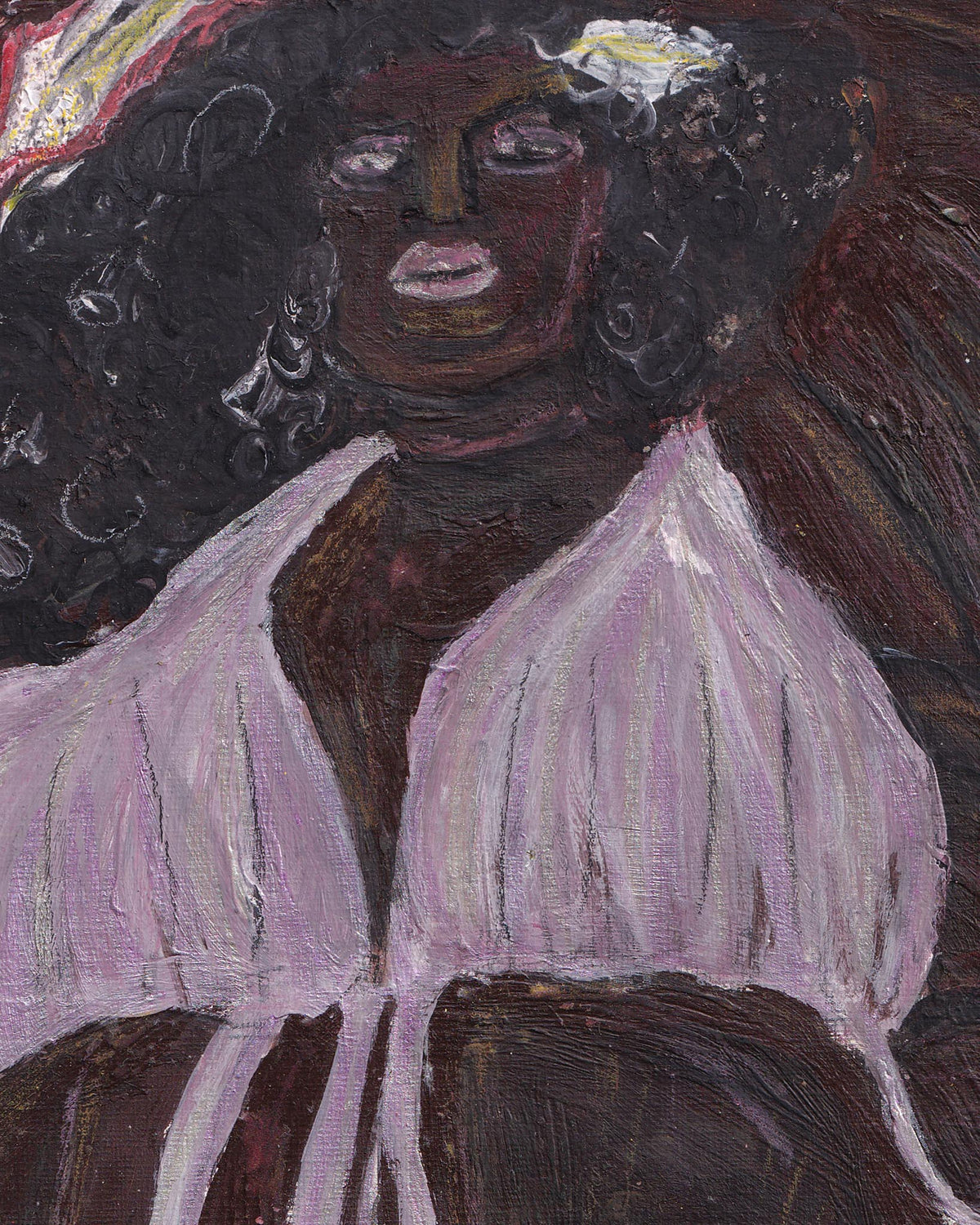 Artistic depiction of a person wearing a white garment with dark background
