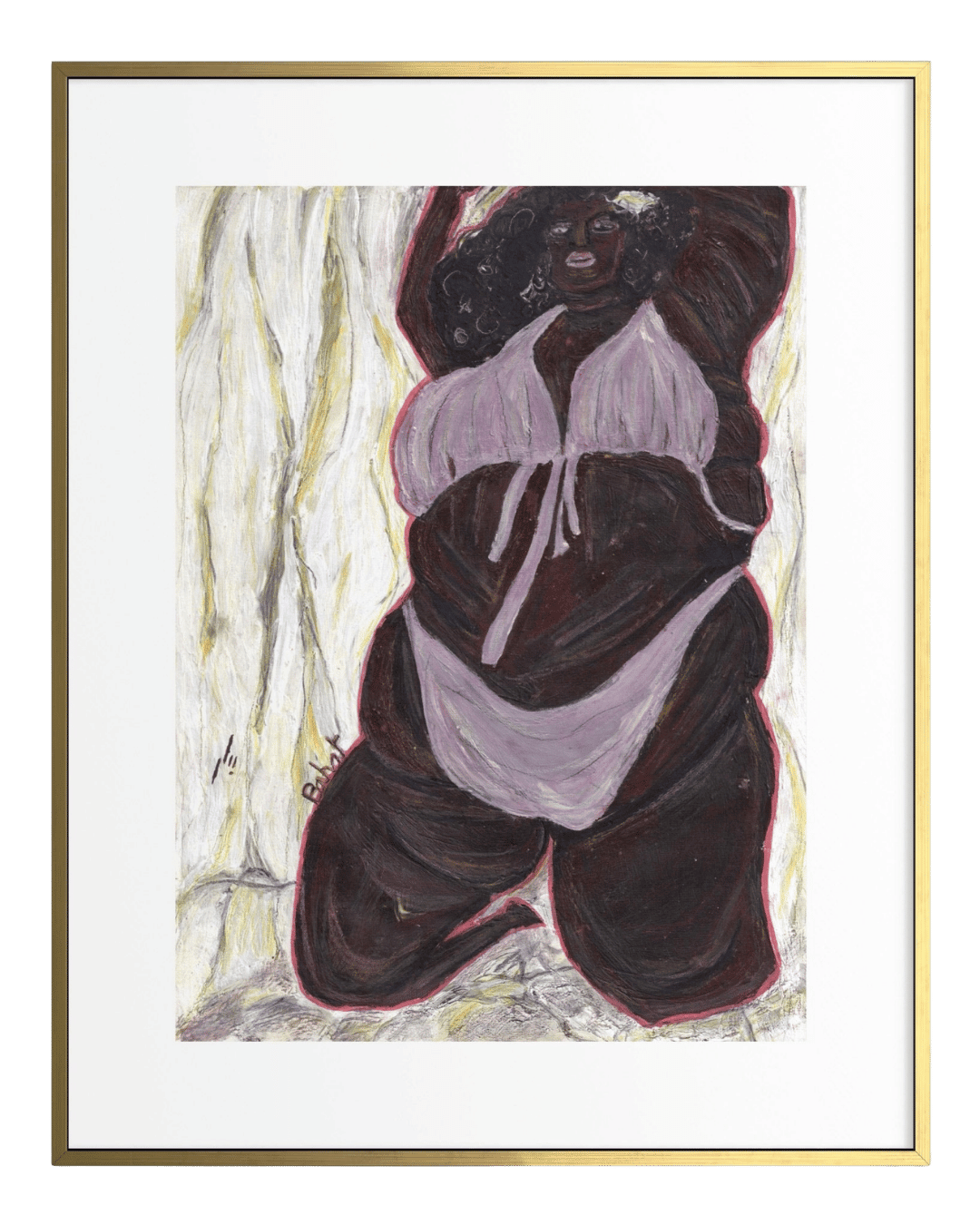 Abstract artwork of a figure with a white background