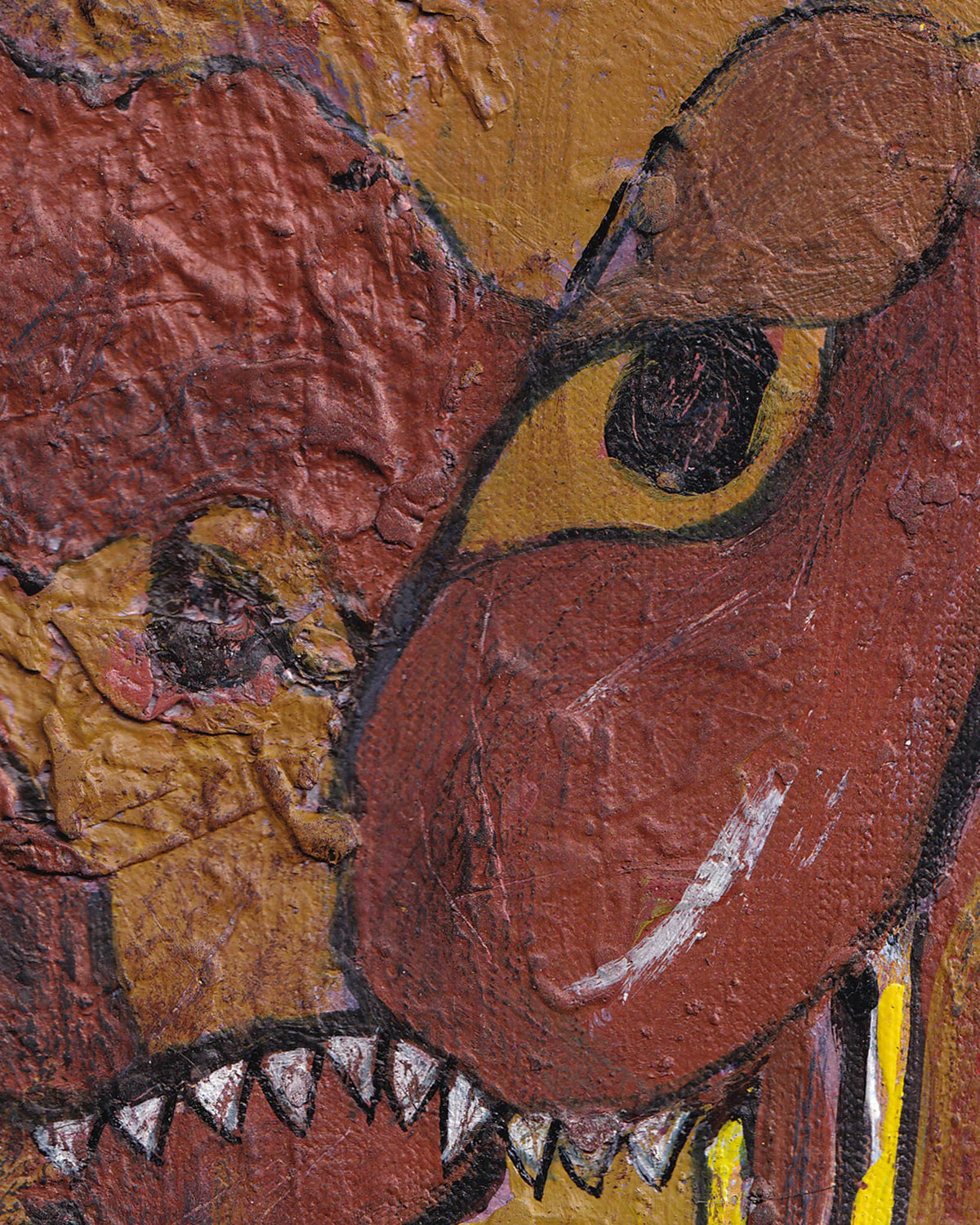 Abstract painting of a creature with a textured surface