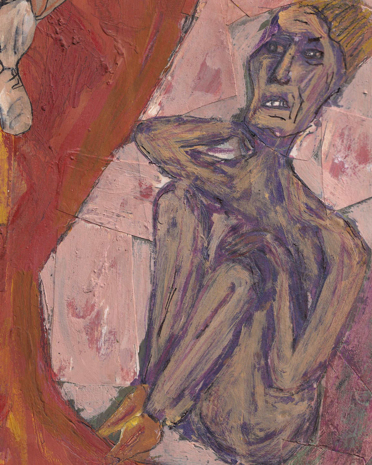 Abstract painting of a figure with vibrant colors