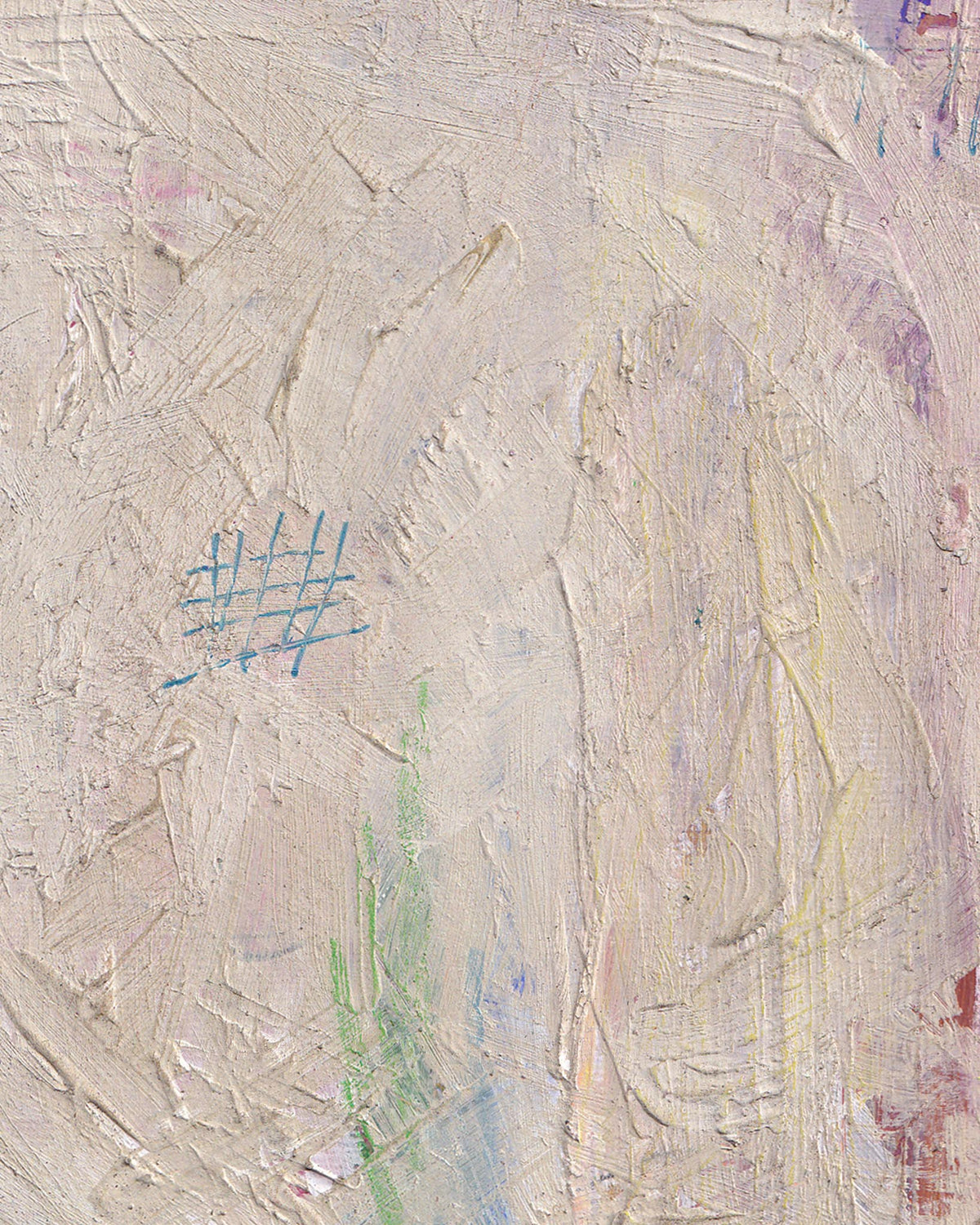 Abstract art with textured surface and blue scribble