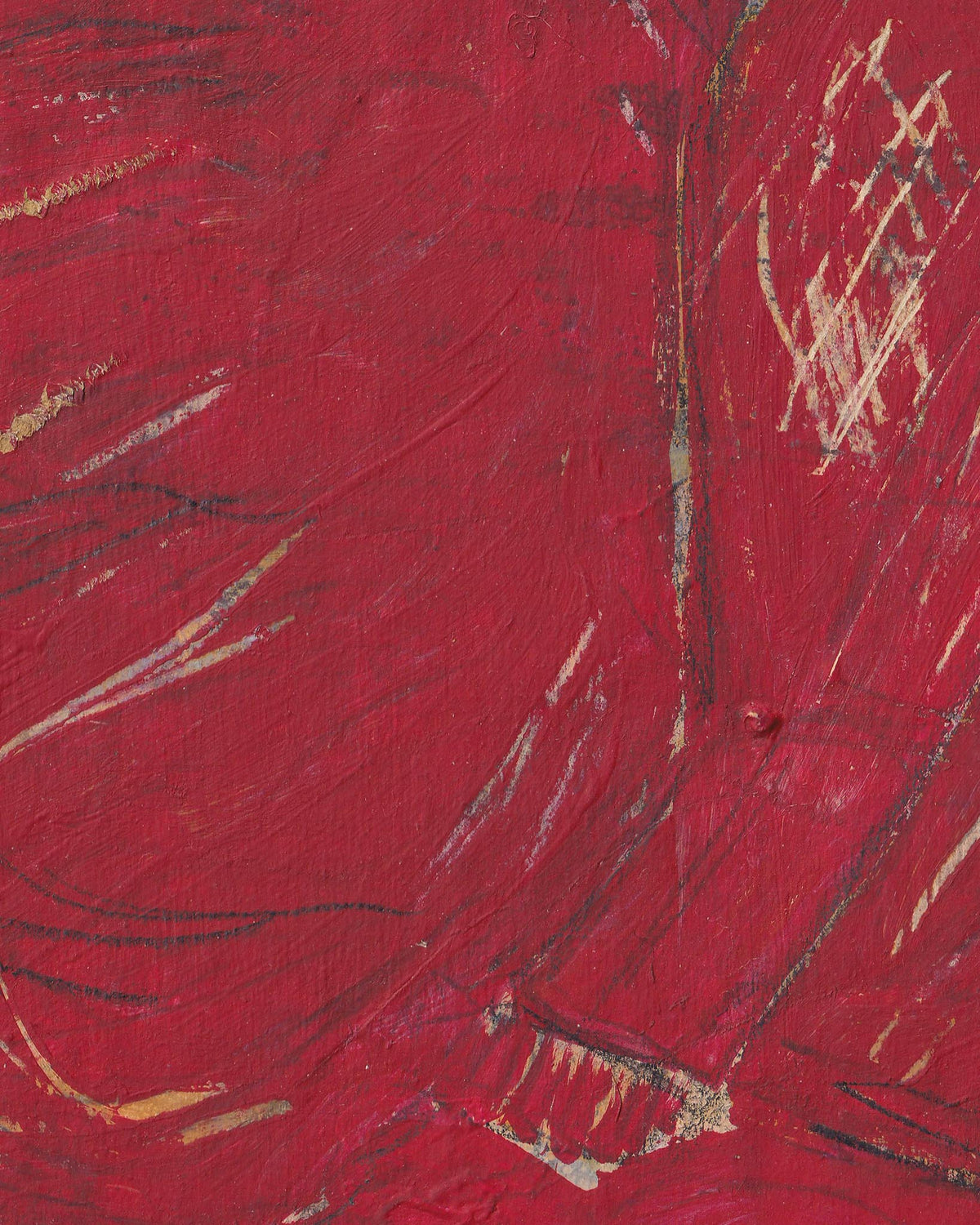 Abstract art with red background and black and gold brush strokes