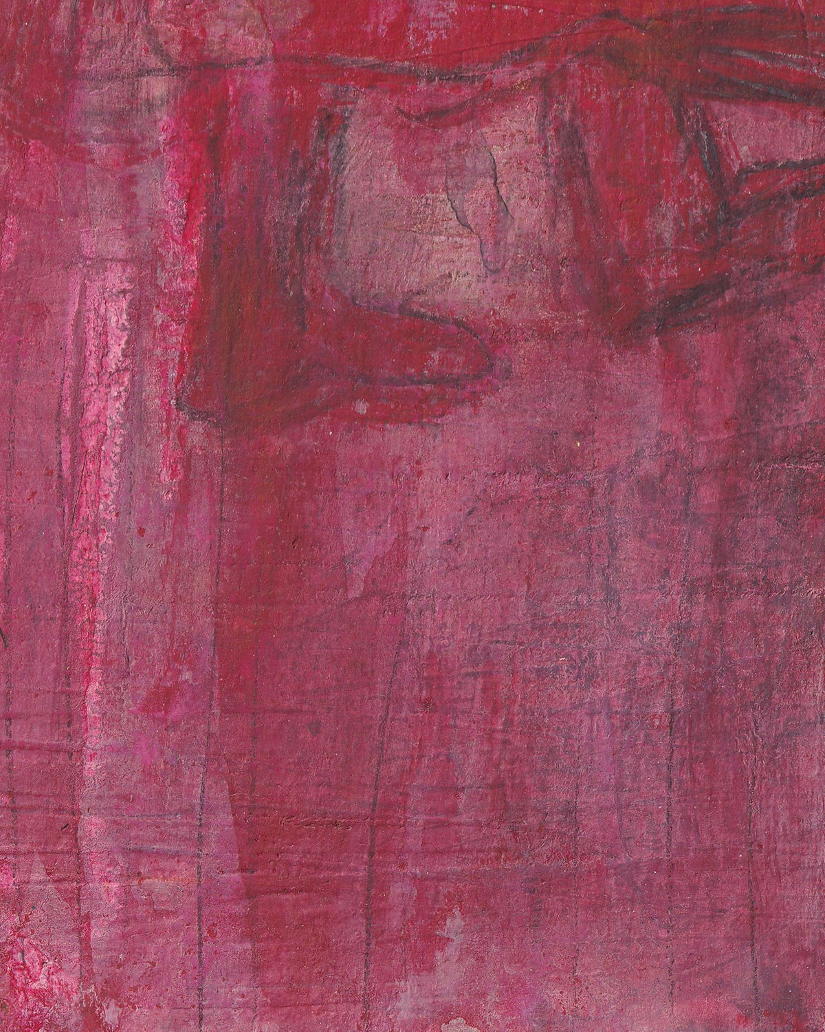 Abstract art with red and pink hues on a textured surface
