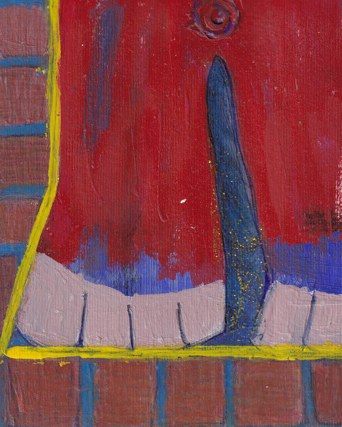 Abstract painting with red, blue, and yellow colors