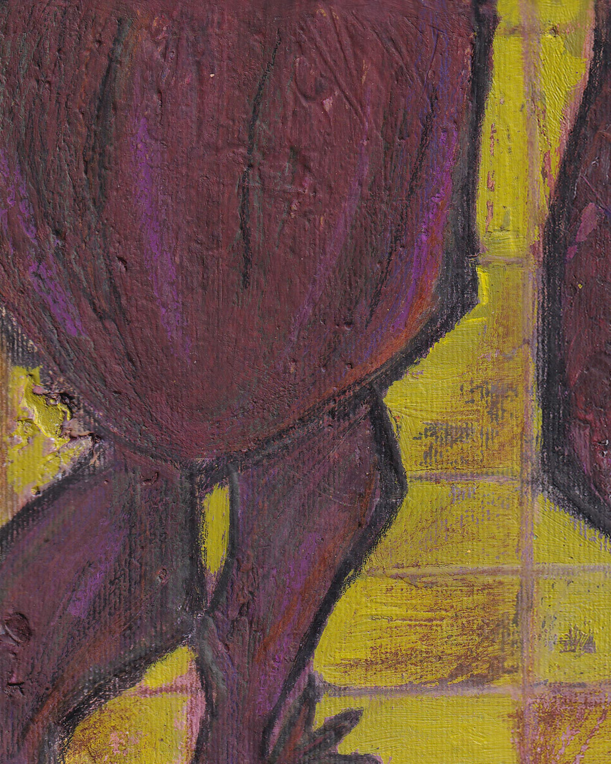 Abstract artwork with purple and yellow colors
