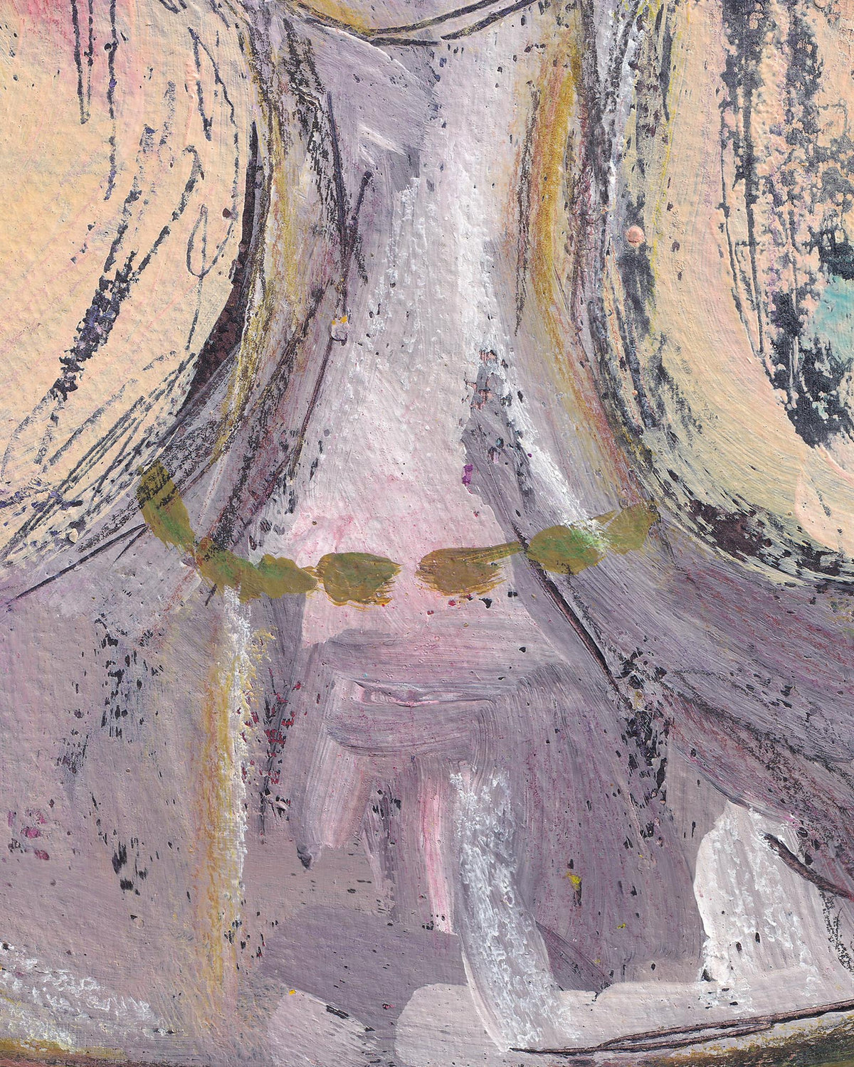 Abstract art with pastel colors and a green element