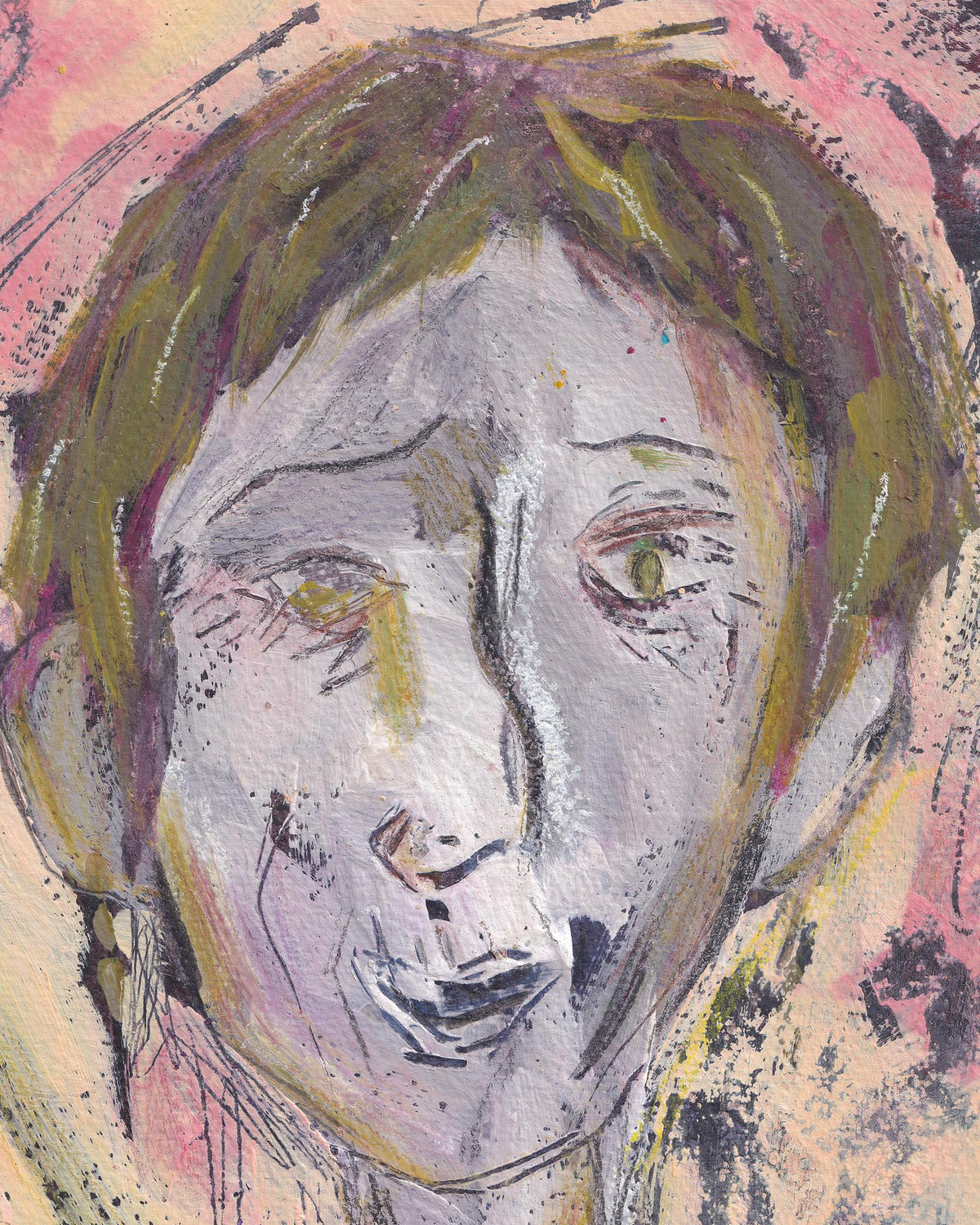 Abstract portrait with a stylized face on a colorful background