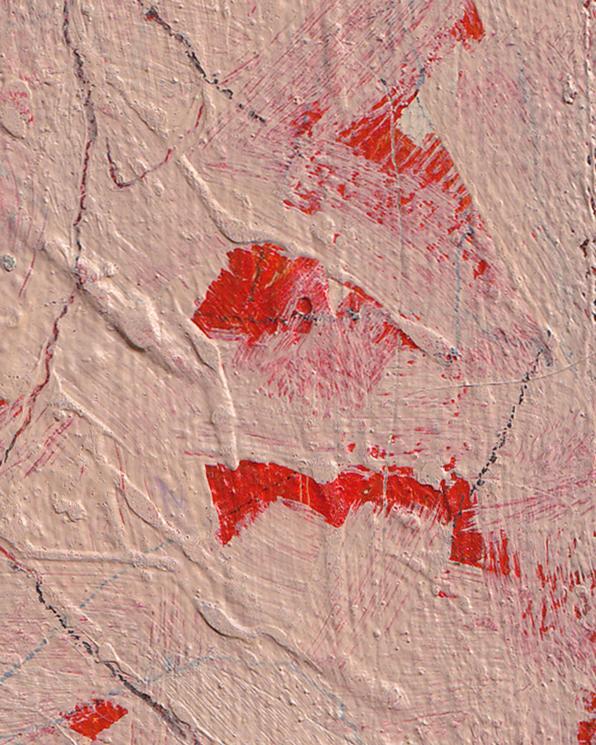 Red abstract design on textured beige surface