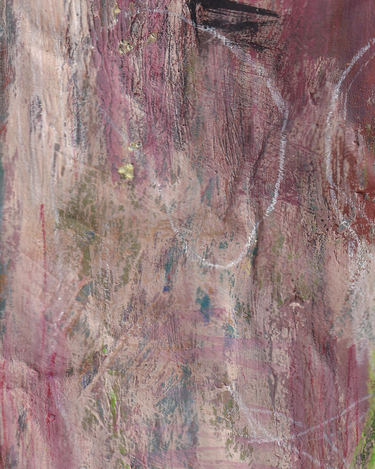 Abstract art with textured surface in shades of brown, beige, and green.