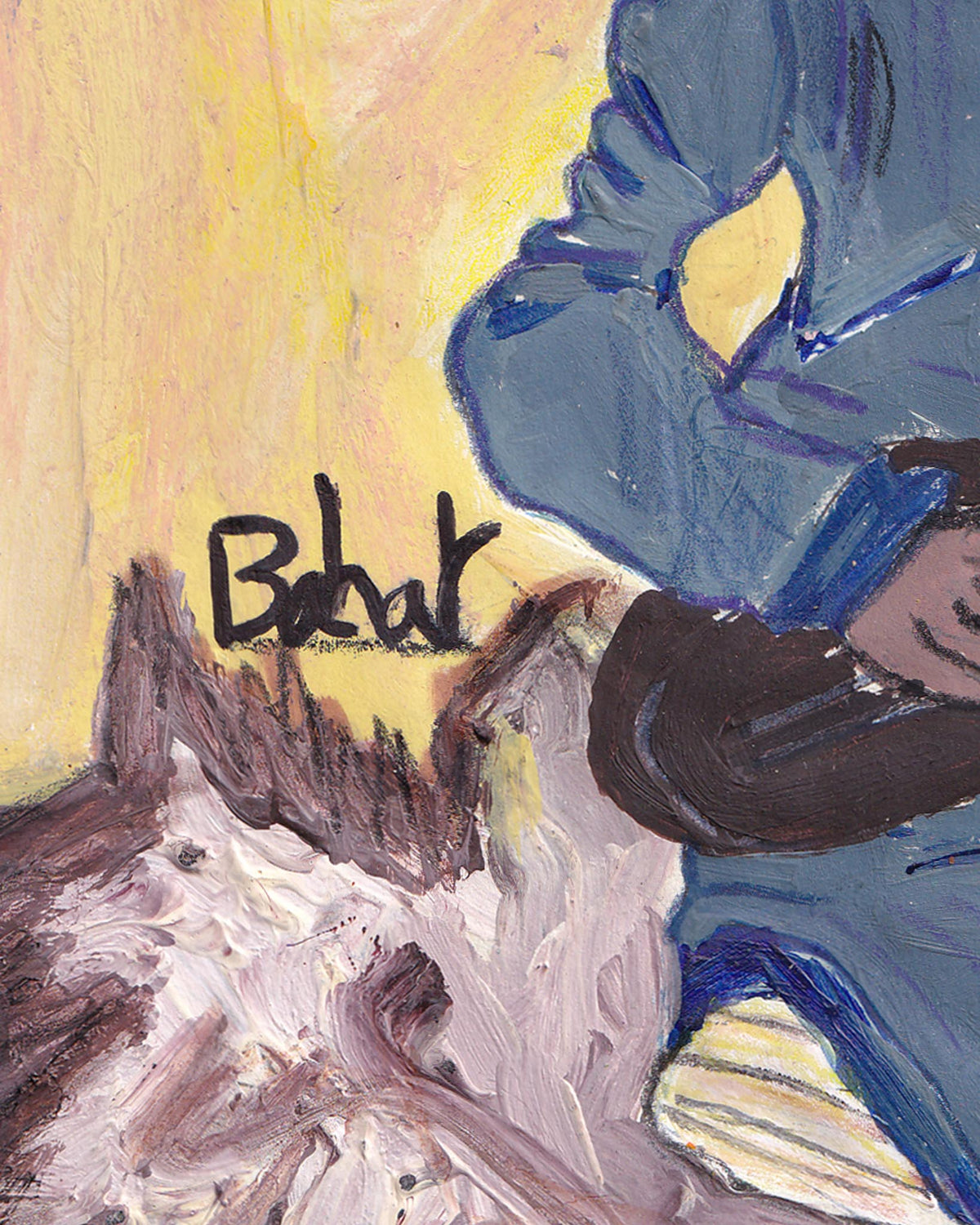 Abstract painting with a signature in the center