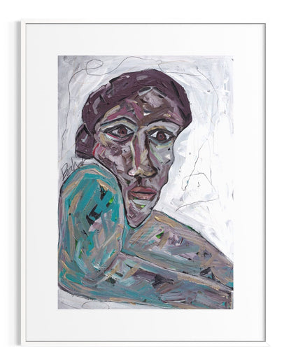 Abstract painting of a person with a white background