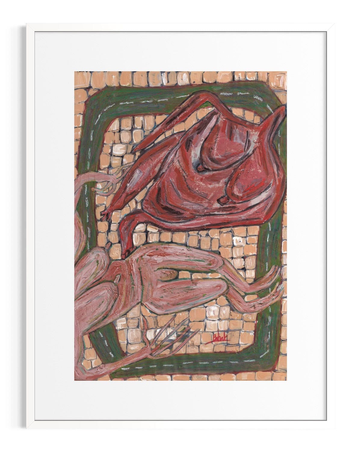 Artistic depiction of a horse and rider on a textured background