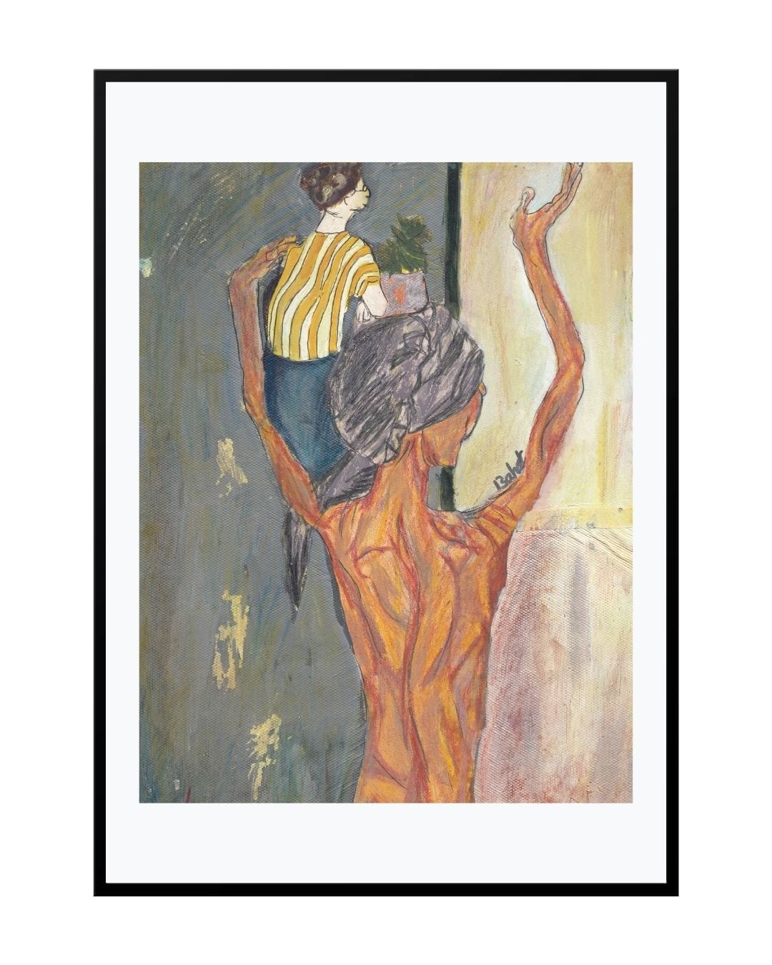 Expressionist painting titled "Miracle of Dance," depicting a graceful female figure in flowing motion