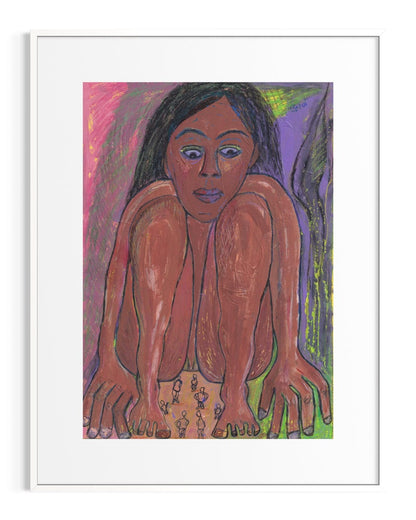 Colorful painting of a figure with a vibrant background