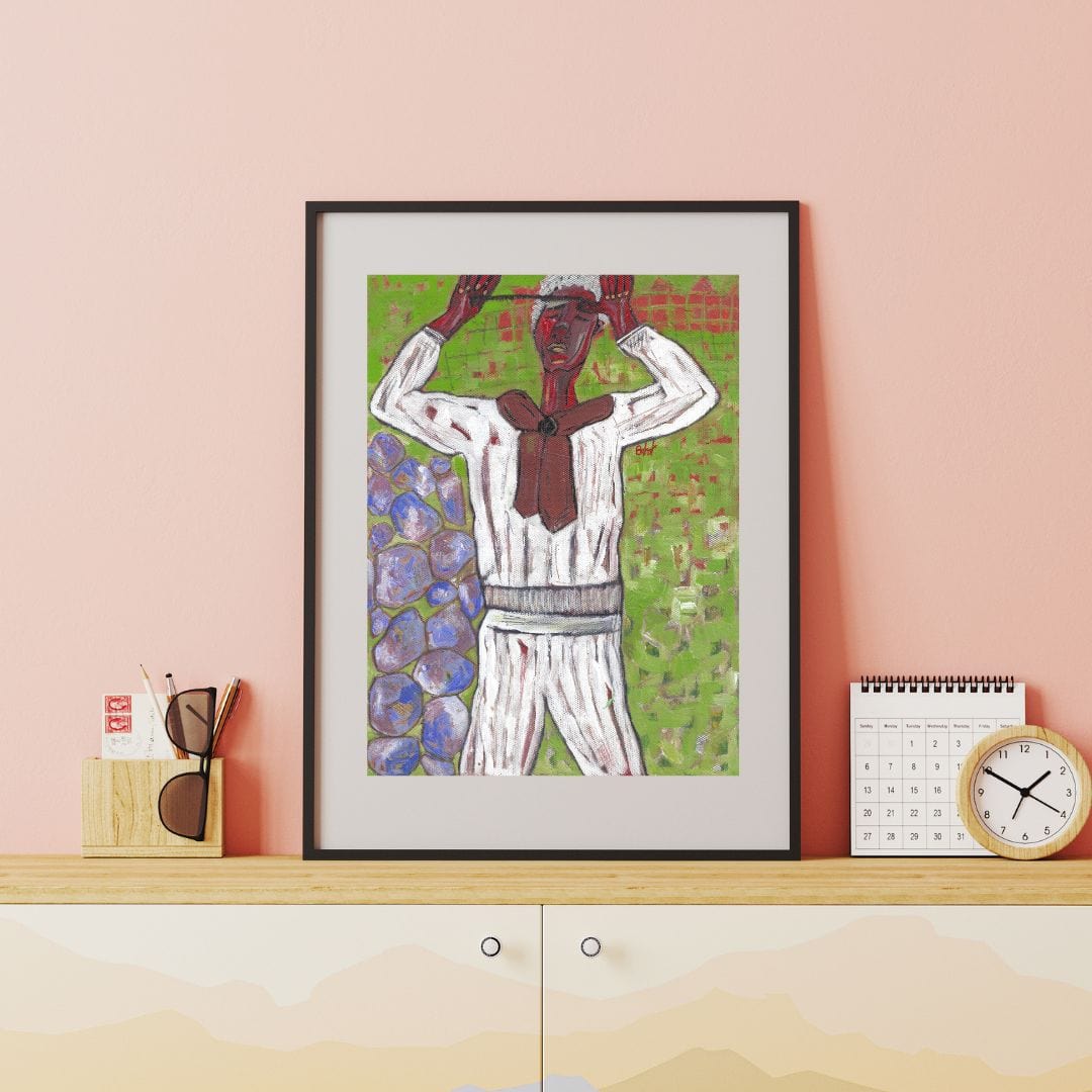 Posters, Prints, & Visual Artwork Black Man Textured Mixed Media Art: "Rock Climber"