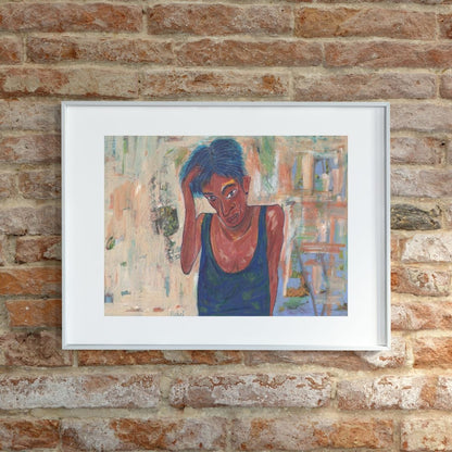 Posters, Prints, & Visual Artwork Blue Hair Woman Expressionist Art: "Self Portrait"