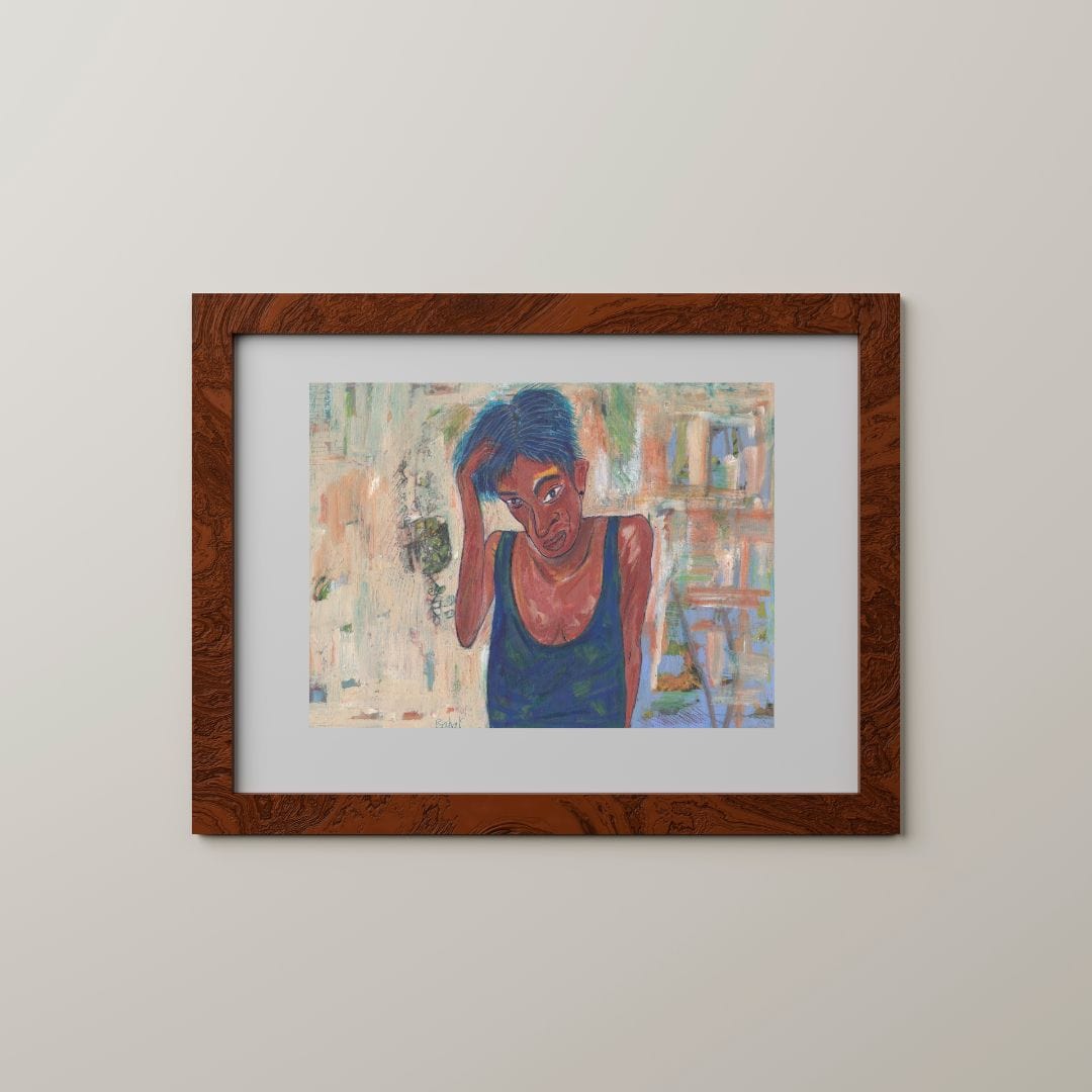 Posters, Prints, & Visual Artwork Blue Hair Woman Expressionist Art: "Self Portrait"