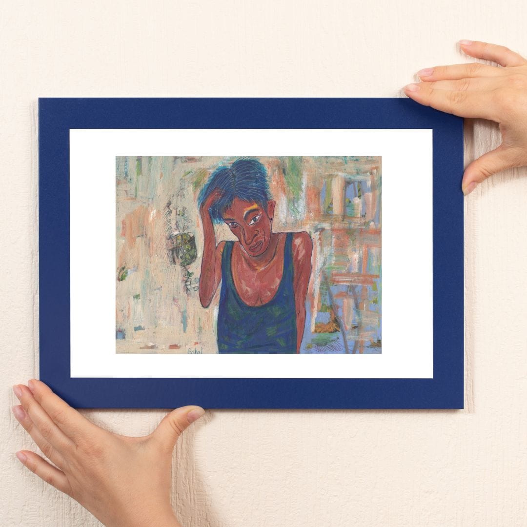 Posters, Prints, & Visual Artwork Blue Hair Woman Expressionist Art: "Self Portrait"