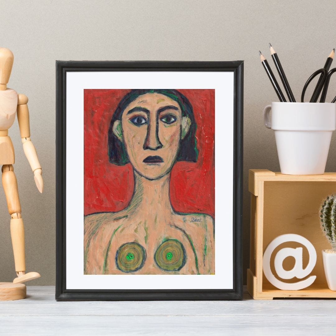 Posters, Prints, & Visual Artwork Bold Woman Abstract Expressionist Portrait: "Lemon"