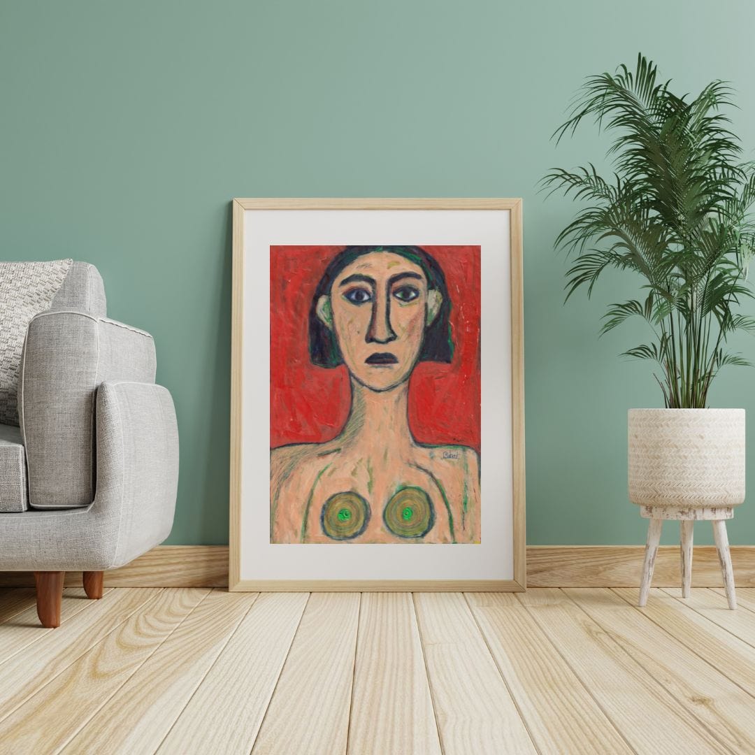 Posters, Prints, & Visual Artwork Bold Woman Abstract Expressionist Portrait: "Lemon"