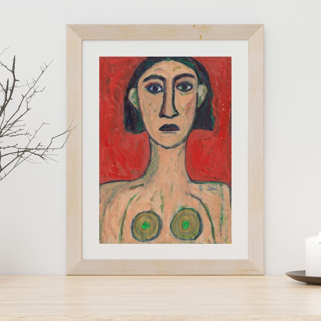 Posters, Prints, & Visual Artwork Bold Woman Abstract Expressionist Portrait: "Lemon"