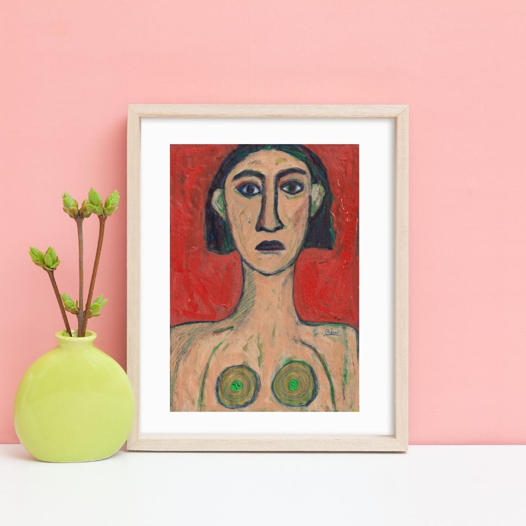 Posters, Prints, & Visual Artwork Bold Woman Abstract Expressionist Portrait: "Lemon"