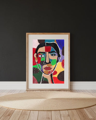 Posters, Prints, & Visual Artwork Colorful Girl Face Print - Patchy