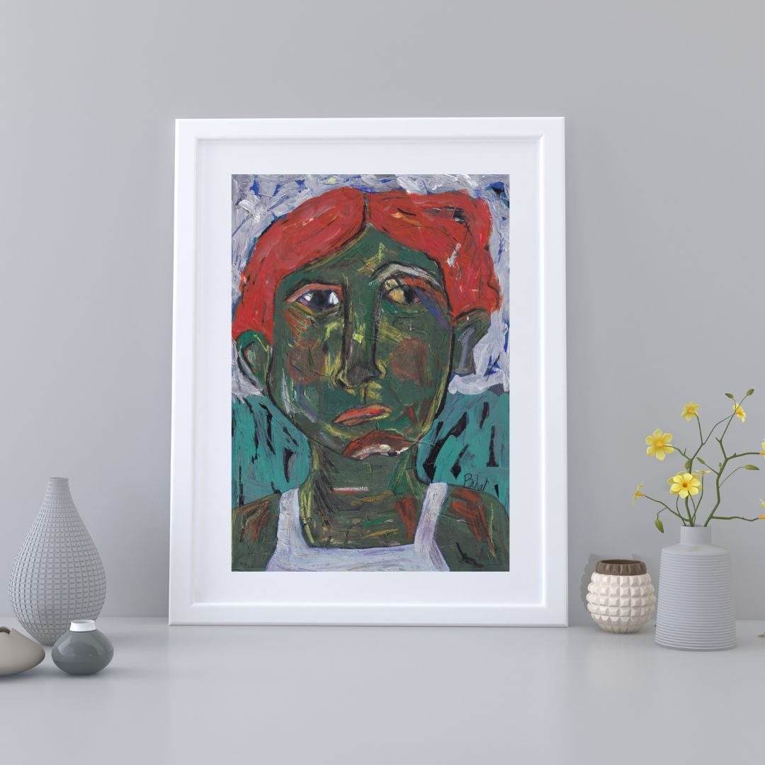 Posters, Prints, & Visual Artwork Emotional Girl Figurative Art: "The Flaming Frog"