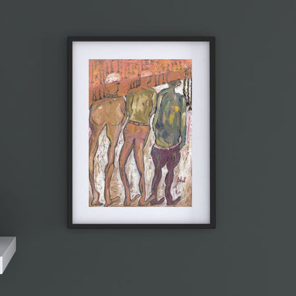 Posters, Prints, & Visual Artwork Enigmatic Abstract Acrylic Art: "The Three Fools"