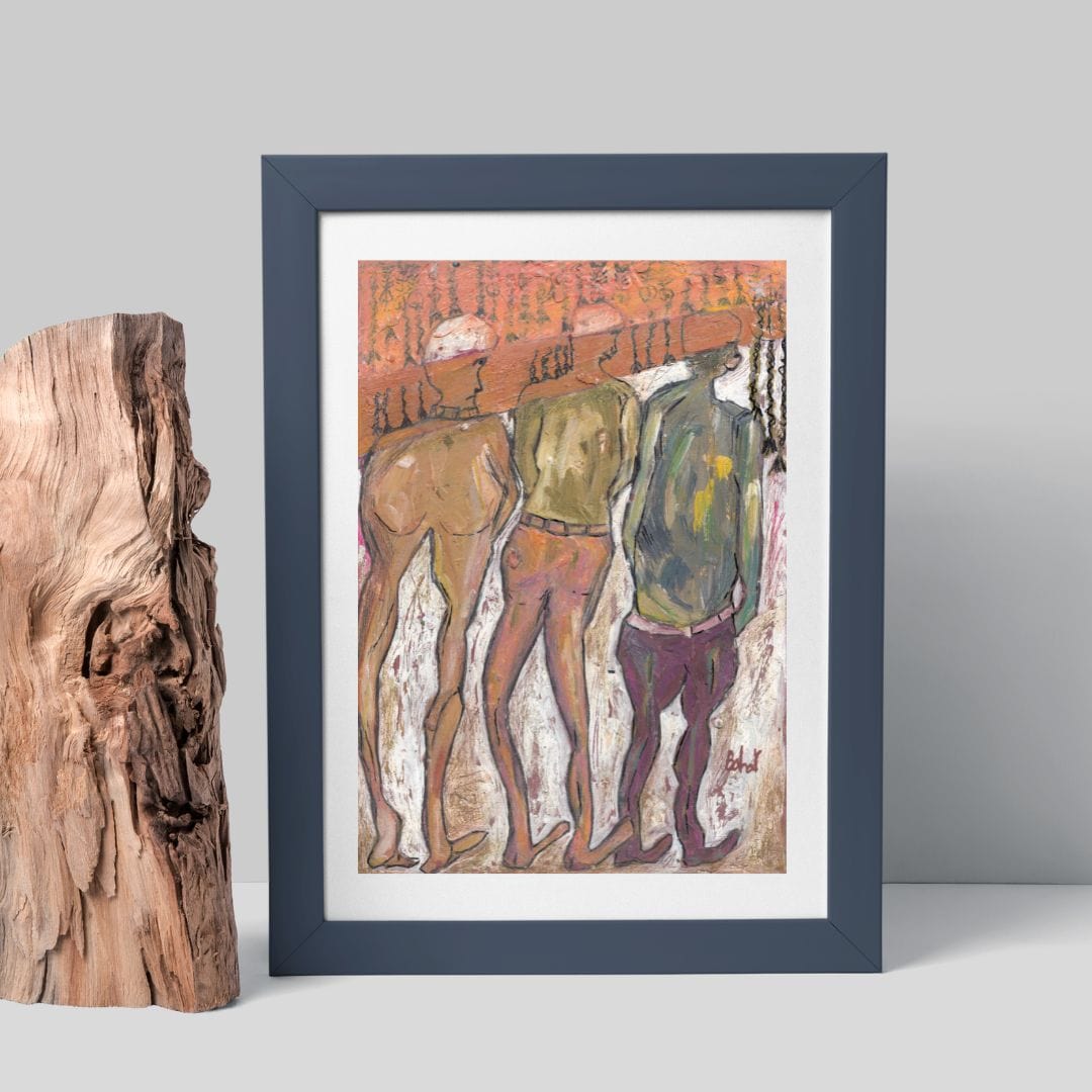 Posters, Prints, & Visual Artwork Enigmatic Abstract Acrylic Art: "The Three Fools"