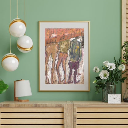 Posters, Prints, & Visual Artwork Enigmatic Abstract Acrylic Art: "The Three Fools"