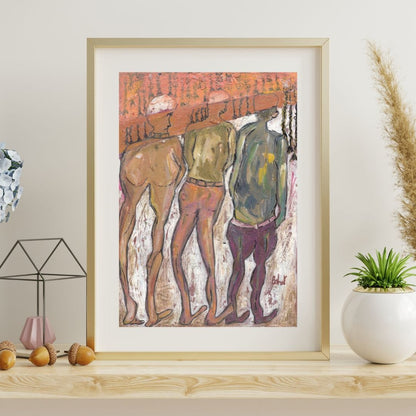 Posters, Prints, & Visual Artwork Enigmatic Abstract Acrylic Art: "The Three Fools"