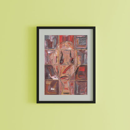 Posters, Prints, & Visual Artwork Expressive Face Surreal Abstract Art "Tilesetter"