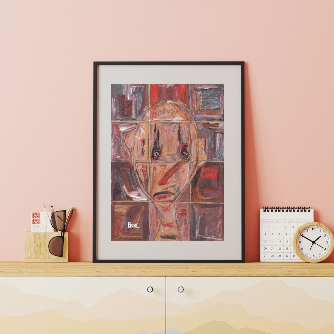 Posters, Prints, & Visual Artwork Expressive Face Surreal Abstract Art "Tilesetter"