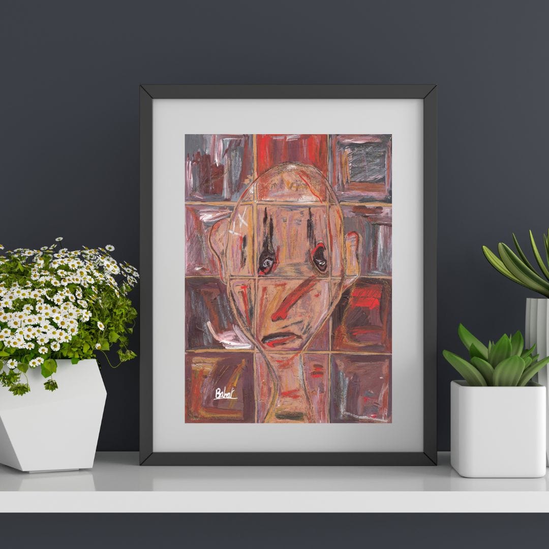 Posters, Prints, & Visual Artwork Expressive Face Surreal Abstract Art "Tilesetter"