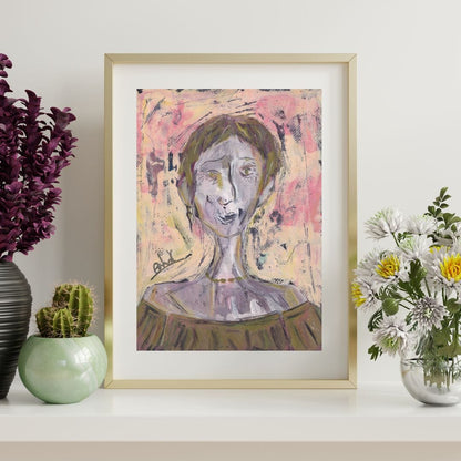 Posters, Prints, & Visual Artwork Gentle Woman Figurative Surreal Art: "Silence"