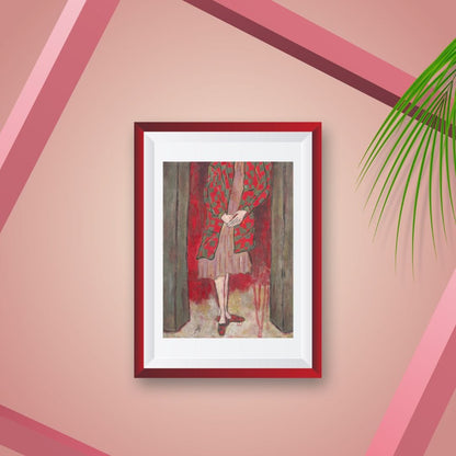 Posters, Prints, & Visual Artwork Girl In Red Figurative Expressionist: "Miss Marple"