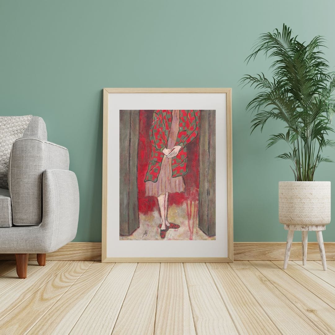 Posters, Prints, & Visual Artwork Girl In Red Figurative Expressionist: "Miss Marple"