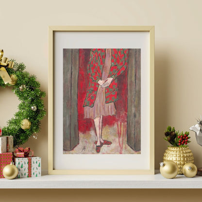 Posters, Prints, & Visual Artwork Girl In Red Figurative Expressionist: "Miss Marple"